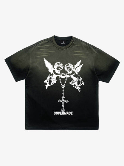 Twin Angels Cross Washed T-Shirt