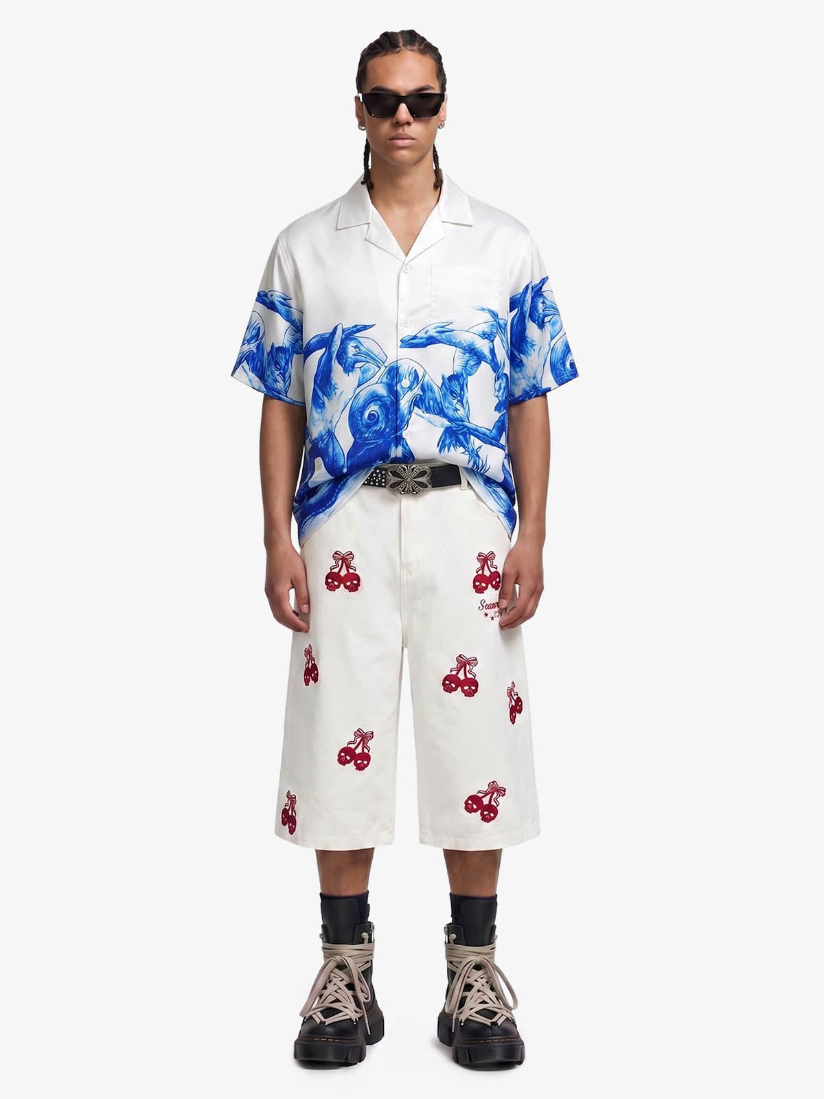 Blue Sketch Mythological Cuban Shirt