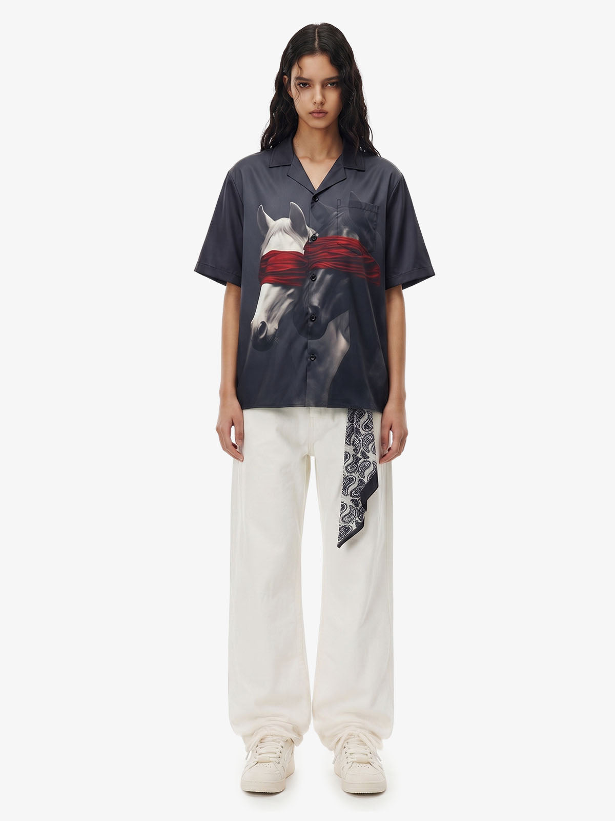 Red Blindfold Horse Hawaiian Shirt