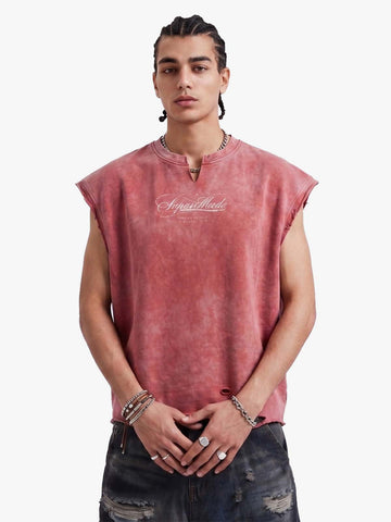 Vintage Washed Distressed Angel Graphic Sleeveless T-Shirt 