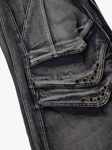 Grunge Deconstructed Eyelet Baggy Jeans