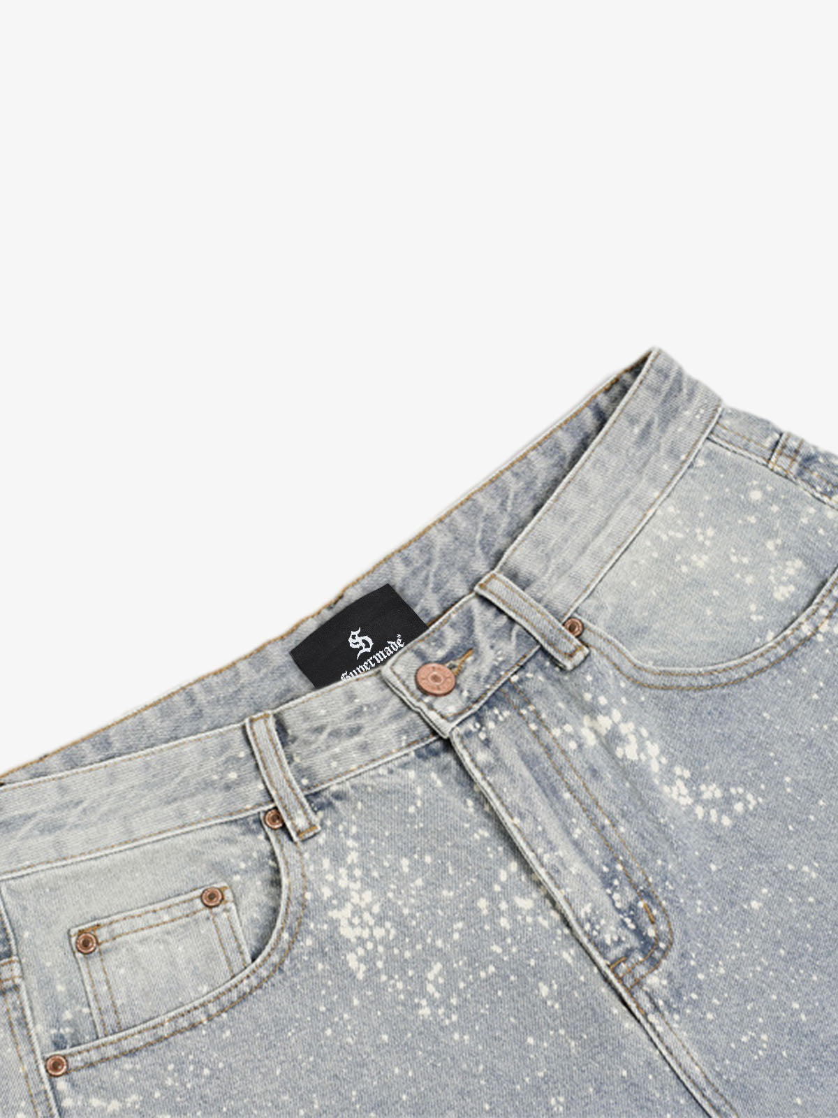 Splatter Washed Denim Shorts