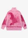 Street Subculture Angel Jacquard Cardigan Sweater 