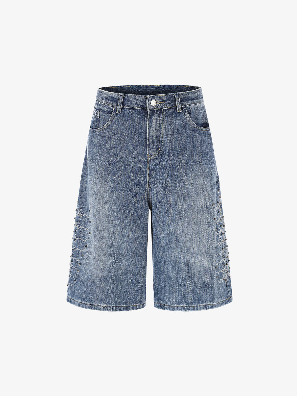 Embroidered Beaded Cropped Jeans