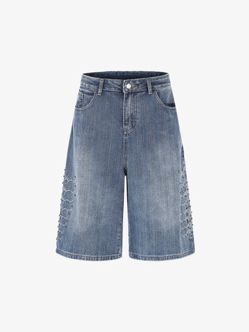 Embroidered Beaded Cropped Jeans