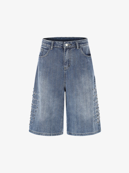 Embroidered Beaded Cropped Jeans