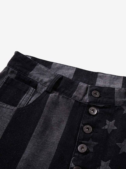 Multi-Button Straight-Leg Jeans