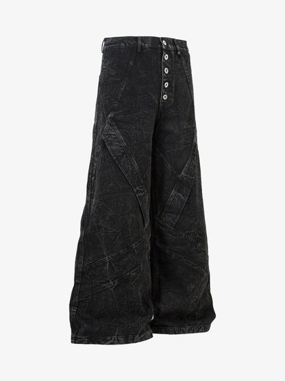 High Street Functional Structured Design Tie-Dye Baggy Jeans 