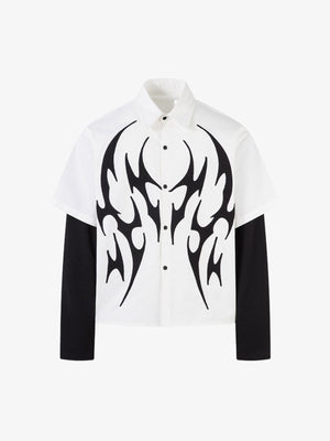 Tribal Flame Layered Cotton Linen Shirt 