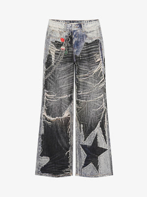 Punk-Style Baggy Wide-Leg Jeans