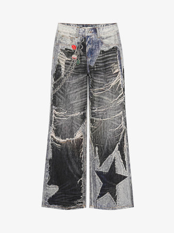 Punk-Style Baggy Wide-Leg Jeans