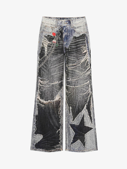 Punk-Style Baggy Wide-Leg Jeans