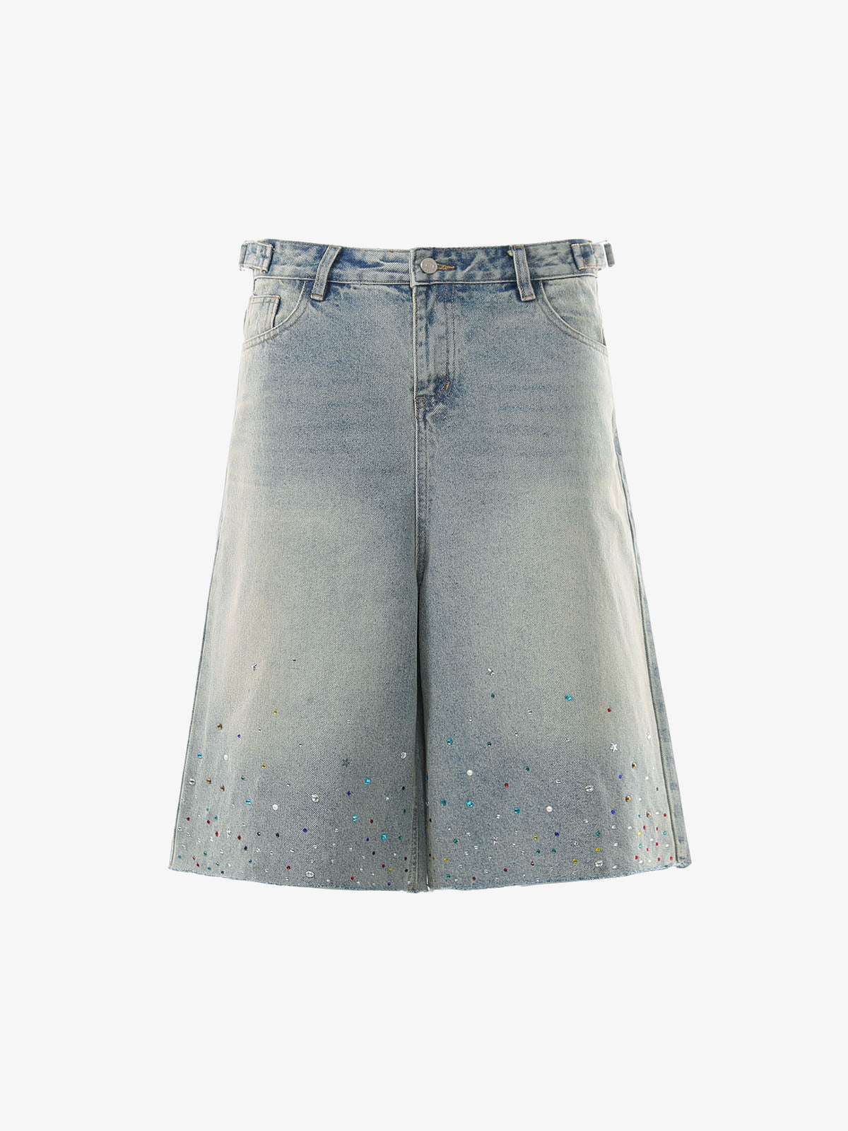 Rhinestone Embellished Denim Shorts