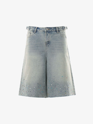 Rhinestone Embellished Denim Shorts