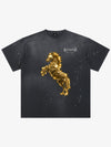 Vintage Wash Glitter Horse Pattern Splash Ink T-Shirt 