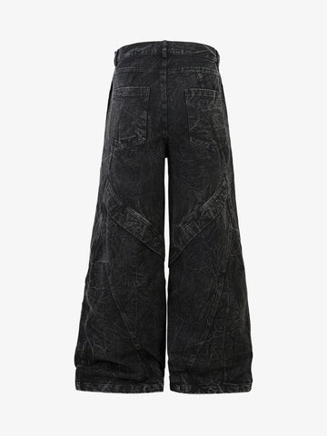 High Street Functional Structured Design Tie-Dye Baggy Jeans 