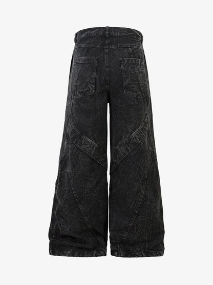 High Street Functional Structured Design Tie-Dye Baggy Jeans 
