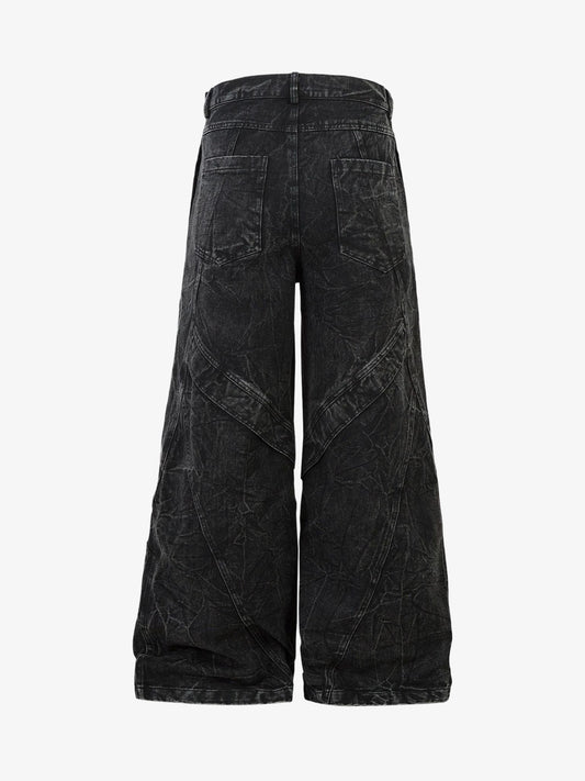 High Street Functional Structured Design Tie-Dye Baggy Jeans 