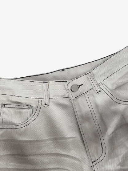 Retro Utility Dirty Wash Whisker Detail Flare Jeans 