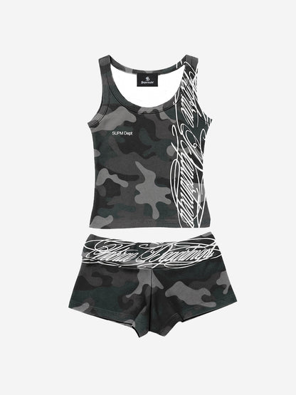 Y2K Camo Graffiti Tank Set
