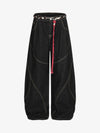 Denim Retro Belt Detail With Patchwork Barrel Jeans - 2490 