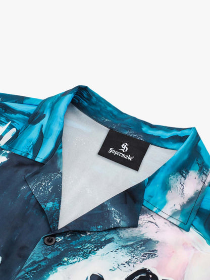 Blue Abstract Oil Painting Shirt
