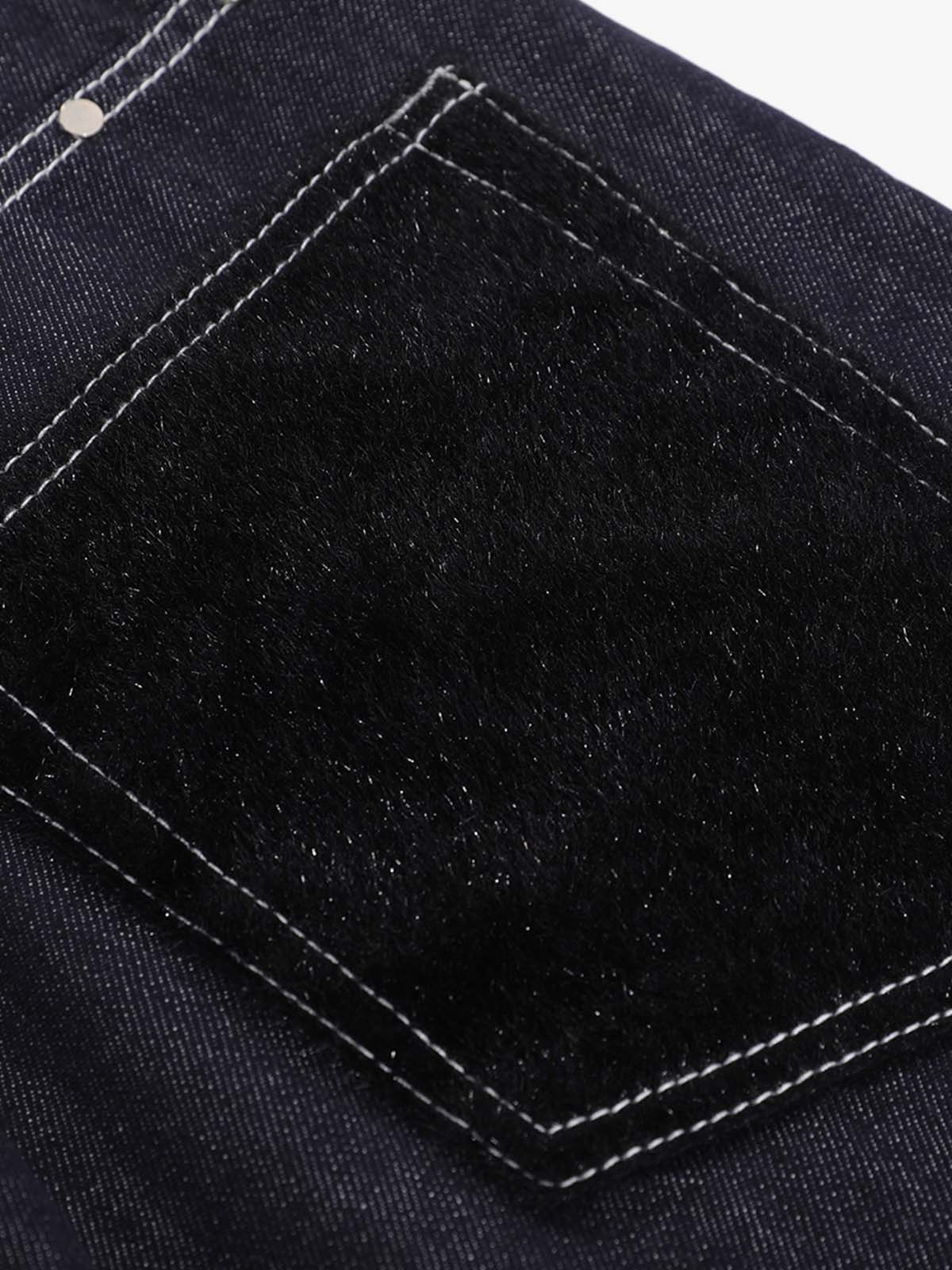 Vintage Contrast Stitch Wide Leg Denim Jorts