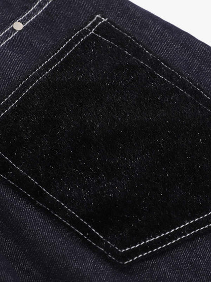 Vintage Contrast Stitch Wide Leg Denim Jorts