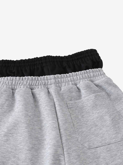 Layered Double-Waistband Wide-Leg Sweatpants