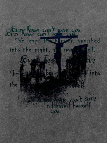 Washed Cross Overlay Text Graphic T-Shirt 