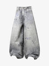 Hand Drawn Scribble Print Baggy Jeans 