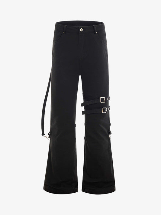 Technical Style Flared Cargo Casual Pants 