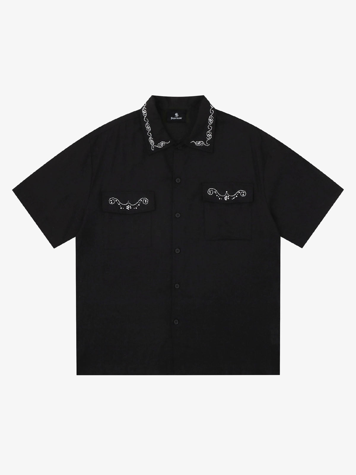 Retro Beaded Detail Short Sleeve Shirt