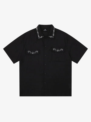 Retro Beaded Detail Short Sleeve Shirt