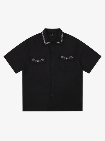 Retro Beaded Detail Short Sleeve Shirt