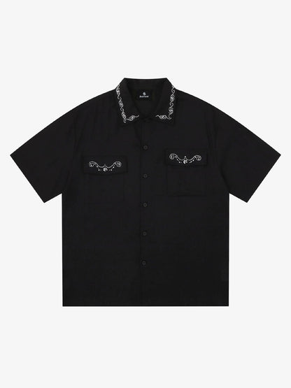 Retro Beaded Detail Short Sleeve Shirt