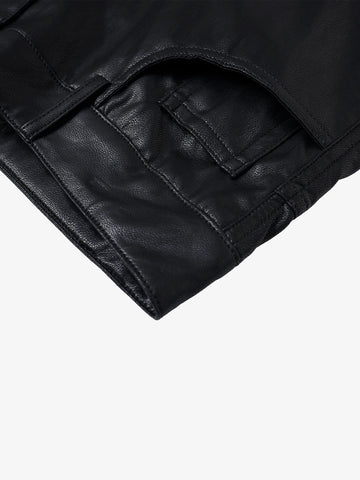 Faux Leather Cargo Jorts 