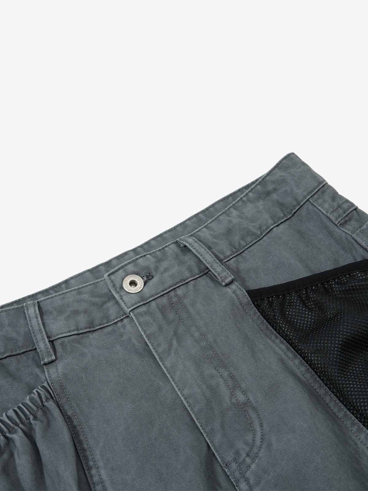 Industrial Grey Mesh Patchwork Multi-Pocket Cargo Pants 