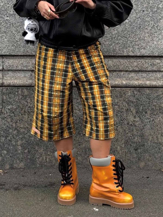 Plaid Relaxed Fit Jeans