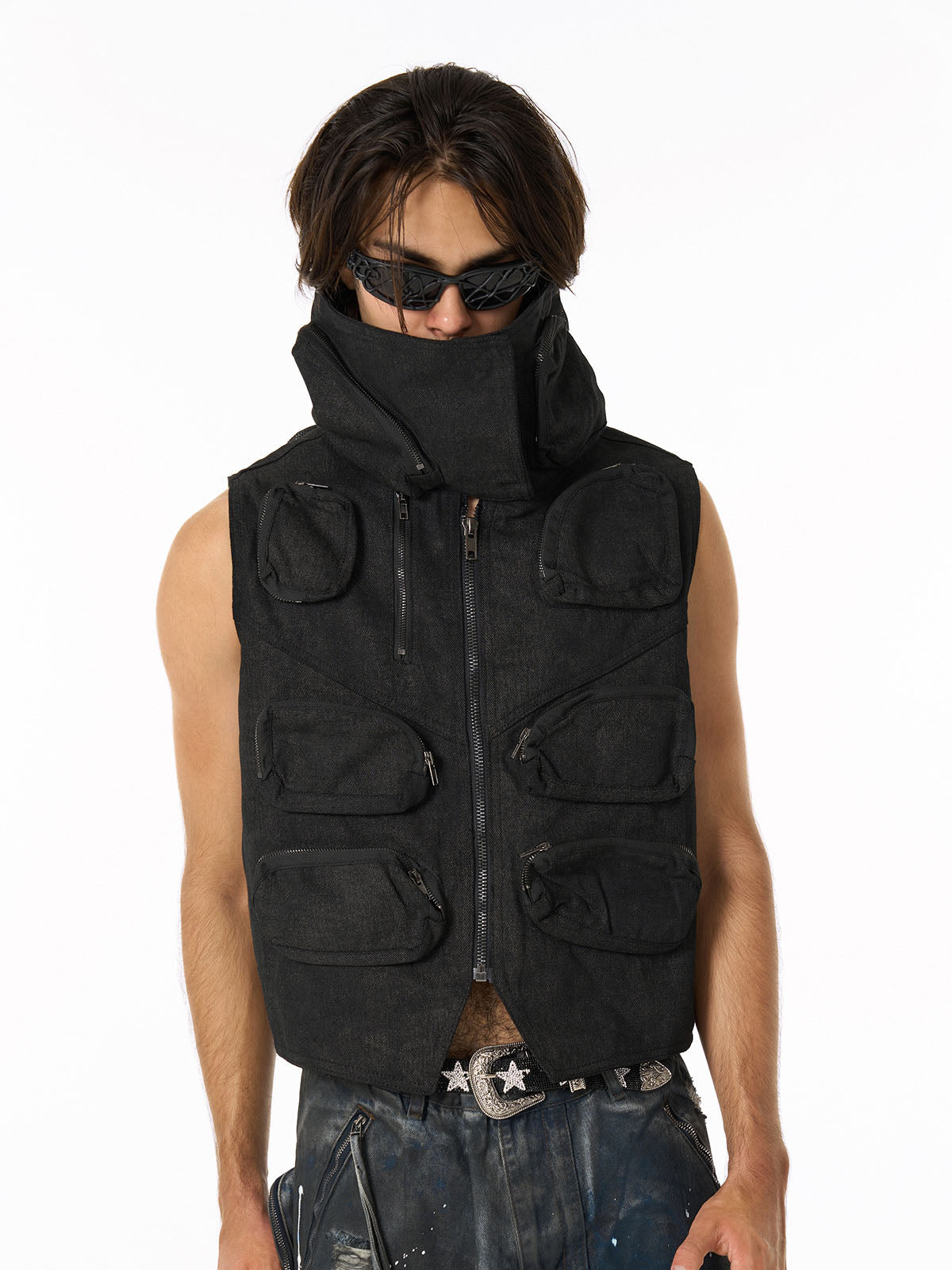 Heavy-Duty Multi-Pocket Multi-Zipper Vest 