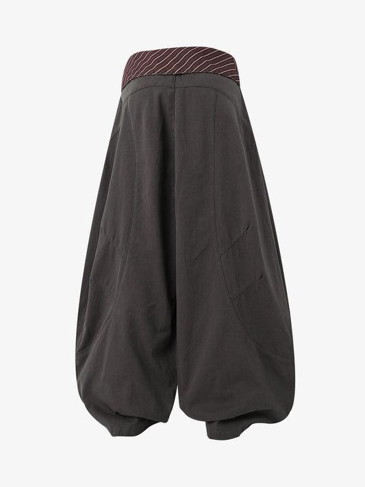 Sash-Belt Curved Balloon Pants 
