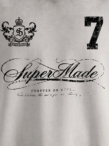 Faux Suede Panel Graphic T-Shirt