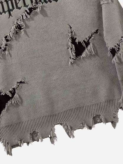 Frayed Logo Knit Sweater