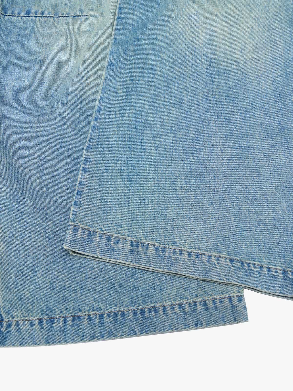 Vintage Light-Wash Pleated Barrel Jeans - 2586 