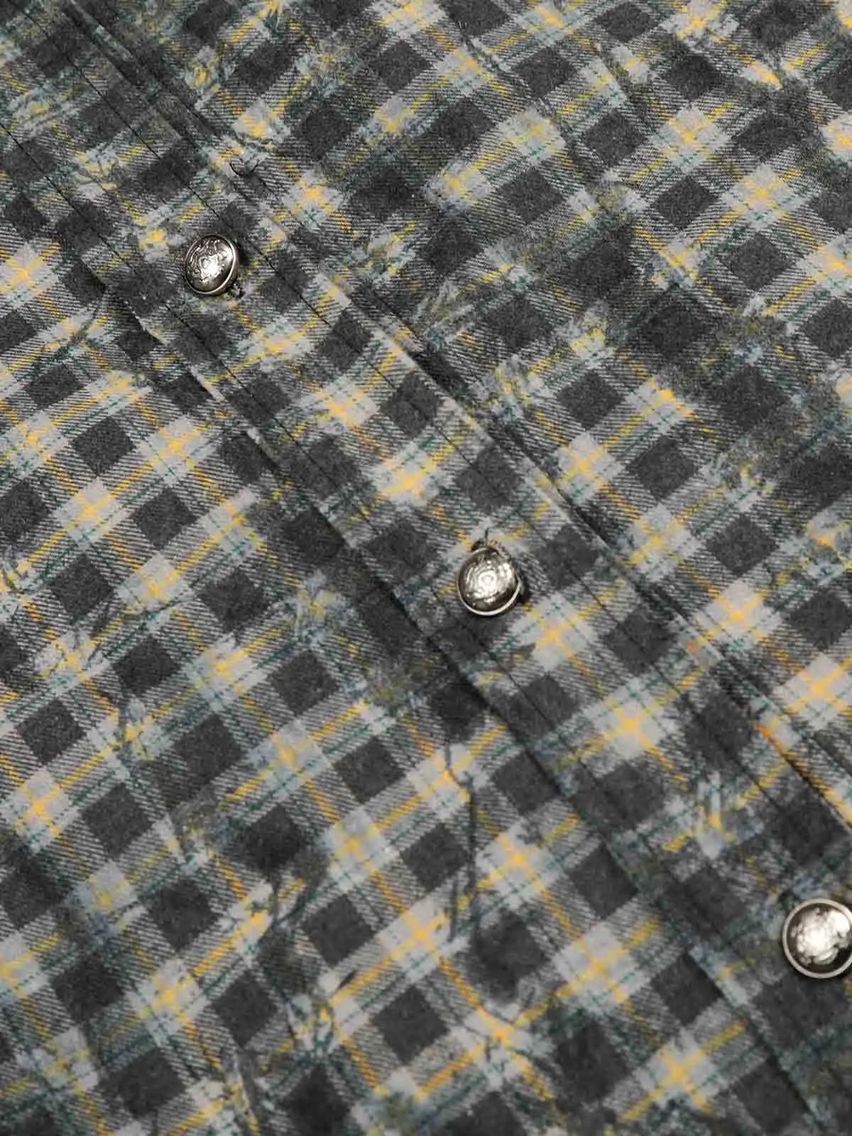 Vintage Washed Plaid Cropped Shirt Jacket 