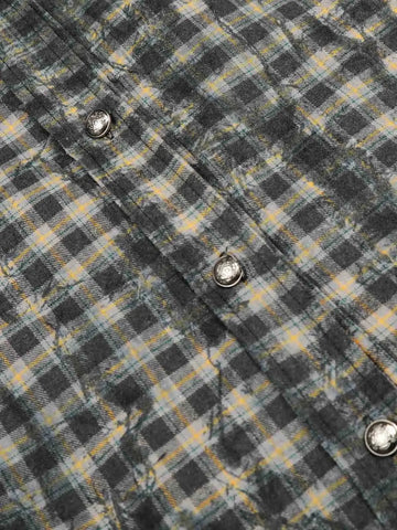 Vintage Washed Plaid Cropped Shirt Jacket 