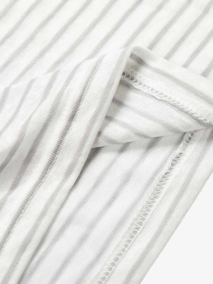Graphic Print and V-Neck Striped Long Sleeve Hooded T-Shirt 