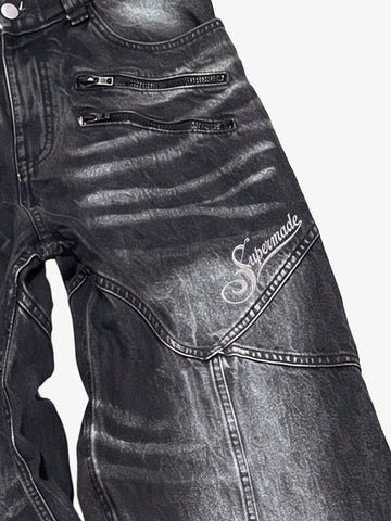 Patchwork Zip Detail Jeans