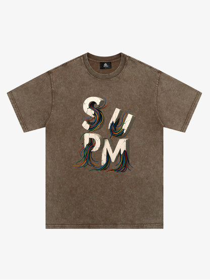 SPMD Letter Cable Graphic T-Shirt 
