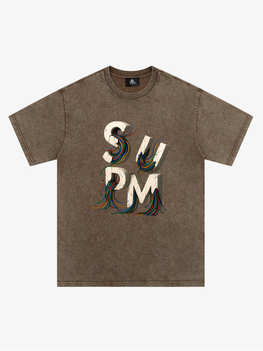 SPMD Letter Cable Graphic T-Shirt 
